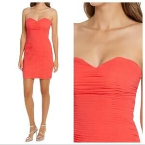 Lavish Alice Pleated Chiffon Minidress Coral